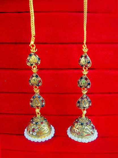 JM46 Daphne Indian Bollywood Variation Earrings Jhumka Party Wedding Events For Women ull view