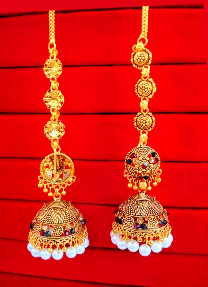 JM48 Daphne Indian Bollywood Variation Earrings Jhumka Party Wedding Events For Women back view