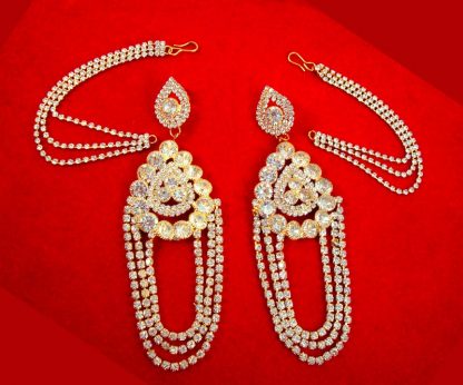 KE94 Daphne Magnificent Zircon Chandelier Earrings With Kaan Chain For Wedding Events
