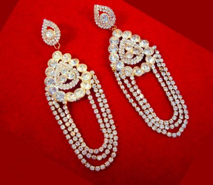 KE94 Daphne Magnificent Zircon Chandelier Earrings With Kaan Chain For Wedding Events front look