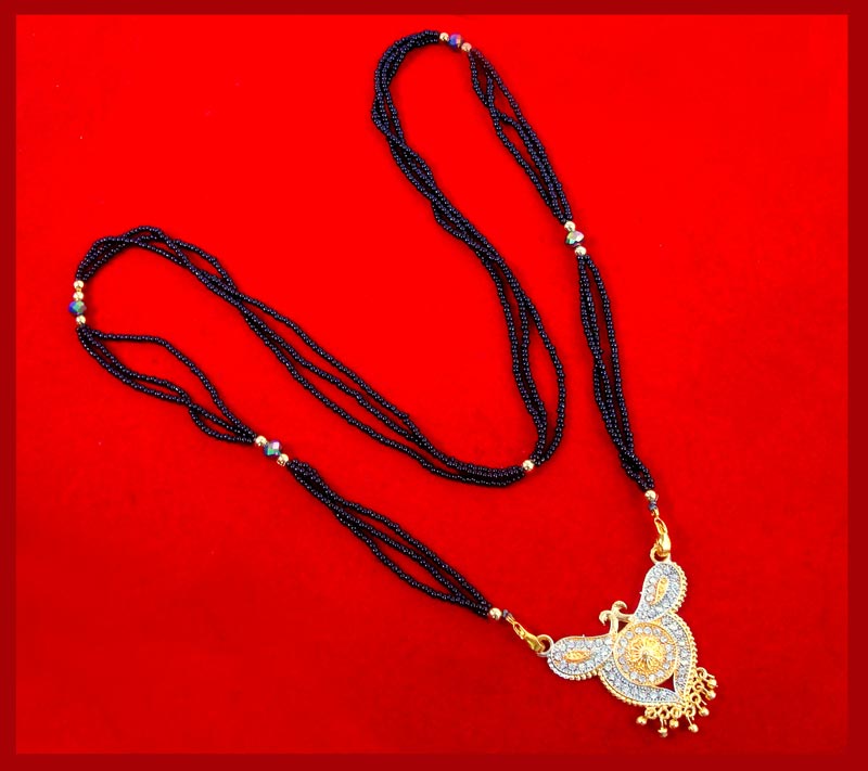 ME87 Daphne Black Beads Golden Silver Zircon Mangalsutra For Women ...