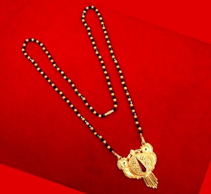 ME88 Daphne Cute Meena Golden Mangalsutra Necklace With Black Bead Wedding Special
