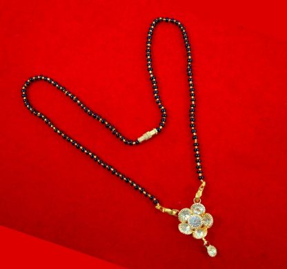 ME89 Daphne Stylish Zircon Black Beads Mangalsutra For Women