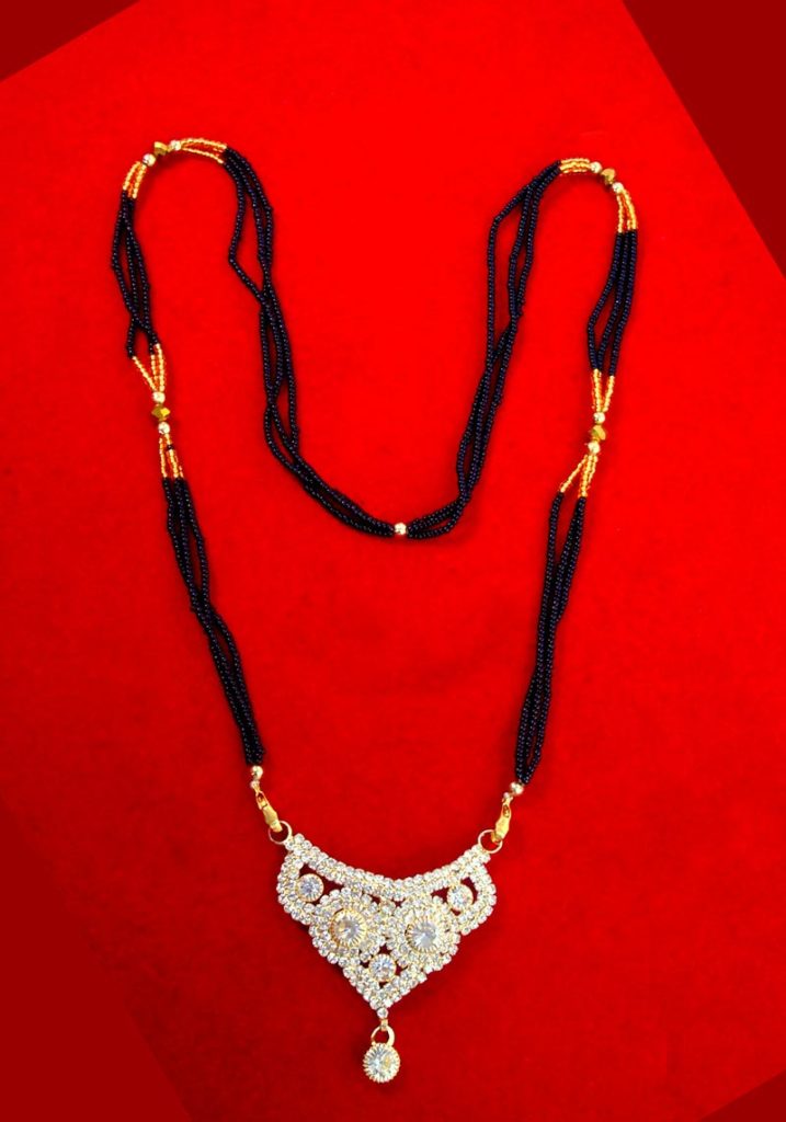 ME90 Daphne Stylish Zircon Black Beads Mangalsutra For Women