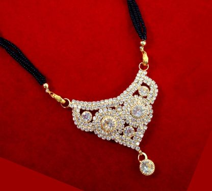 ME90 Daphne Stylish Zircon Black Beads Mangalsutra For Women Front look