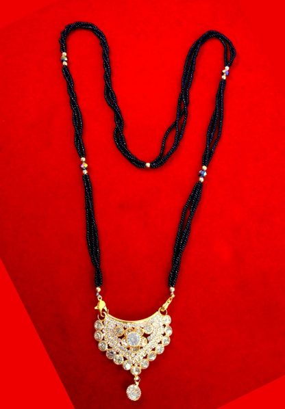 ME91 Daphne Stylish Zircon Black Beads Mangalsutra For Women