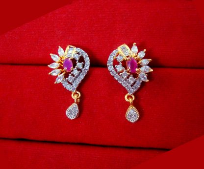 S99 Daphne Indian Fashion Ruby Zircon Earrings Set for Women