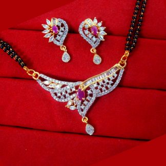 S99 Daphne Indian Fashion Ruby Zircon Mangalsutra Set for Women