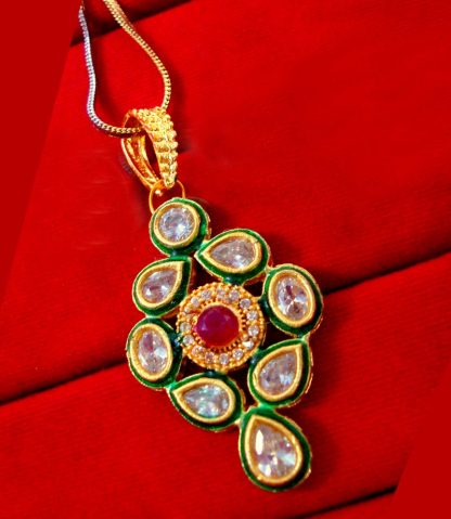 ZR47 Daphne Cute Meenakari Kundan Pendant Wedding Events