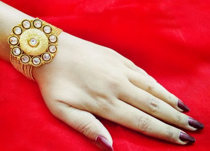 BR62 Daphne Gold Plated Classic Kundan Bracelets For Women Wedding Special