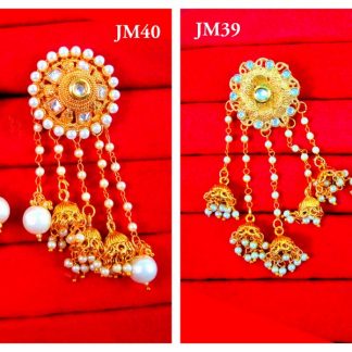 Bollywood Stylish Bahubali Pearl Kundan Jhumka Earring For Party Events JM3940