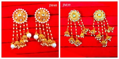 Bollywood Stylish Bahubali Pearl Kundan Jhumka Earring For Party Events JM3940