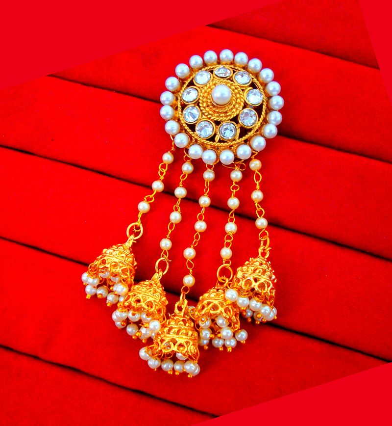 Bollywood Stylish Bahubali Pearl Kundan Jhumka Earring For Party Events JM41