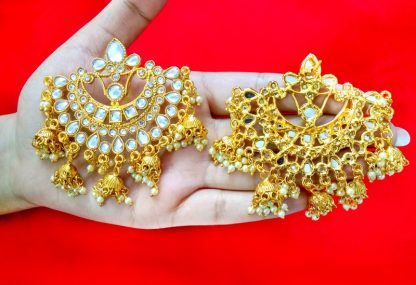Daphne Gold plated Ethnic Traditional Handmade Pearls Jhumki For Women back view