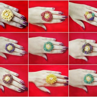 Daphne Indian Bollywood Round Design Finger Ring Studded with Pearl For Women