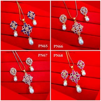 Daphne Permium Zircon Flora Pendant Set with Peals Hanging Gift for Mother Day