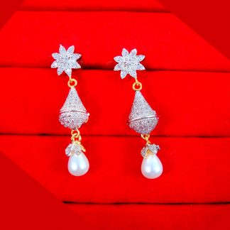 Daphne Premium Quality Flora Pearl Hanging Zircon Earrings Gift for Mother ZE91