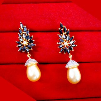 Daphne Zircon Designer Black Earrings With Pearl Best Surprise Birthday Gift for Mom ZE89