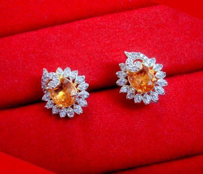 Daphne Zircon Studded Gold Plated Earrings Gift For Mom ZR54