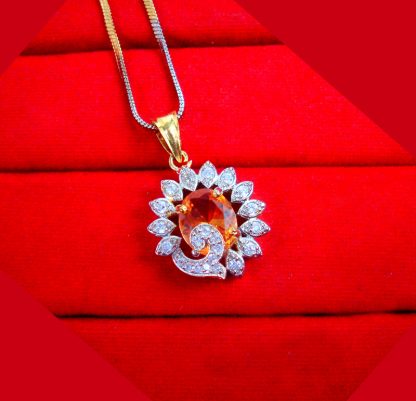 Daphne Zircon Studded Gold Plated Pendant Gift For Mom ZR54