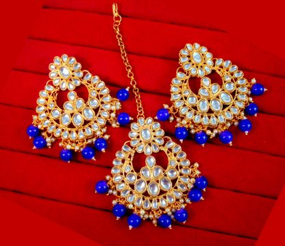 EM11 Daphne Handmade Bollywood Kundan Party Wear Pearls Hanging Maang Tikka