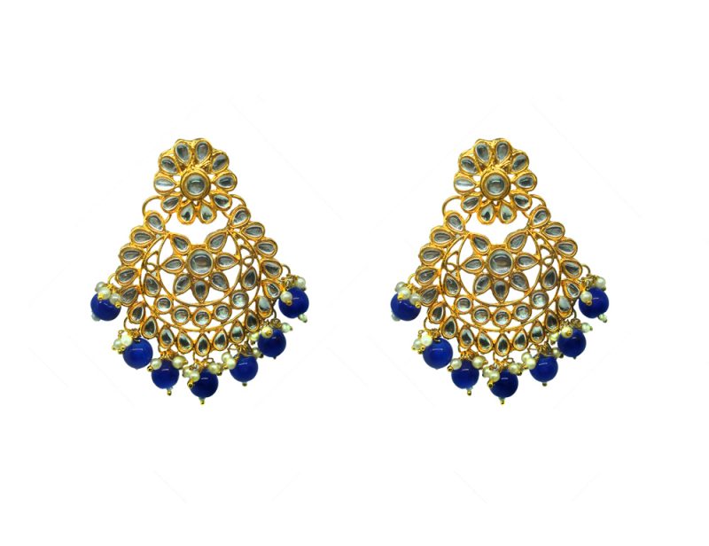 EM25 Daphne Royal Blue Wedding Bridal Indian Earring Set For Karva Chauth Special