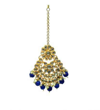 EM25 Daphne Royal Blue Wedding Bridal Indian Maang Tikka For Karva Chauth SpecialEM25 Daphne Royal Blue Wedding Bridal Indian Maang Tikka For Karva Chauth Special