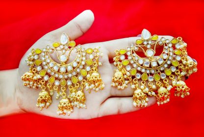JM37 Daphne Gold plated Ethnic Traditional Handmade Pearls Jhumki For Women
