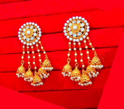 JM41 Bollywood Stylish Bahubali Pearl Jhumka Hanging Earrings For Party Events
