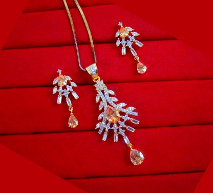 PN52 Daphne Premium Zircon Flora Gold Plated Pendant Earrings Gift For Mom