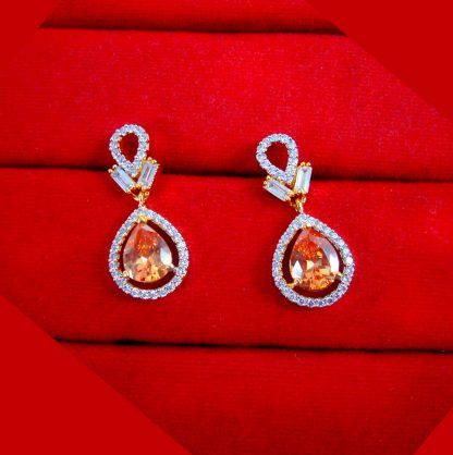 PN55 Daphne Premium Zircon Flora Leaf Gold Plated Earrings Gift For Mom