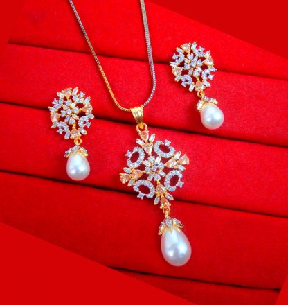 PN66 Daphne Permium Amber Zircon Flora Pendant Set with Peals Hanging Gift for Mother Day