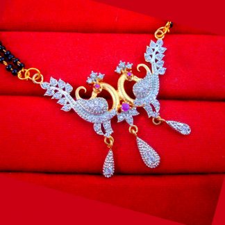 S100 Daphne Dazzling Zircon Peacock Mangalsutra Pendant Wedding Special