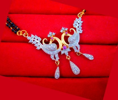 S100 Daphne Dazzling Zircon Peacock Mangalsutra Pendant Wedding Special