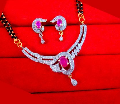 ZM19 Daphne Indian Fashion Zircon Ruby Mangalsutra Set Gift For Wife
