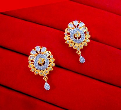 ZR57 Daphne Zircon Studded Gold Plated Earrings Gift For Mom