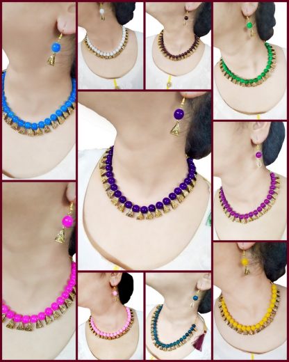 Daphne Designer Party wear Colourful Handcrafted Necklace Earring