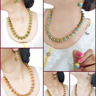 Daphne Designer Wedding Wear Colourful Handcrafted Necklace Earring