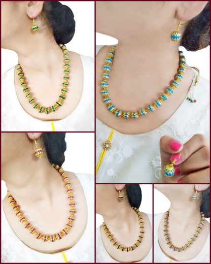 Daphne Designer Wedding Wear Colourful Handcrafted Necklace Earring