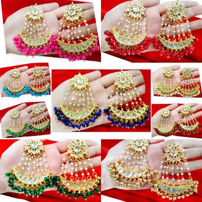 Daphne Handmade Kundan Bollywood Party wear Pearls Hanging Earring For Women