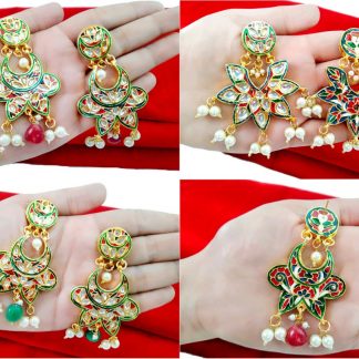 Daphne Indian Handmade Colourful Meenakari Kundan Wedding Wear Earring