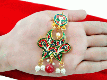 KE98 Daphne Indian Handmade Colourful Meenakari Kundan Wedding Wear Earring-Back view