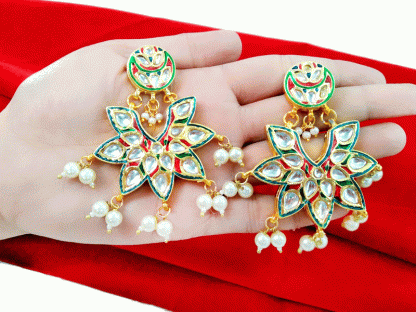 KE99 Daphne Indian Handmade Colourful Meenakari Kundan Wedding Wear Earring