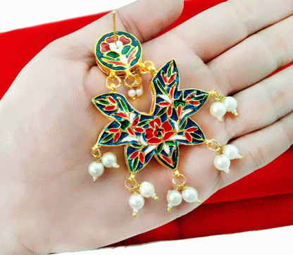 KE99 Daphne Indian Handmade Colourful Meenakari Kundan Wedding Wear Earring-Back viewKE99 Daphne Indian Handmade Colourful Meenakari Kundan Wedding Wear Earring-Back view