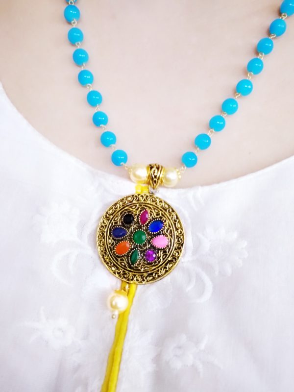 NA50 Daphne Indian Jewelry Round Shaped Multicolour Necklace Set For KarvaChauth-CLOSER VIEW