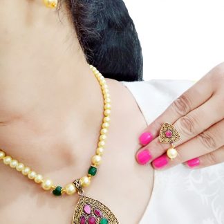 NK59 Daphne Handmade Stone Studded Ethnic Necklace For Women