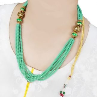 NK73 Daphne Forever Classy See Green Onyx Designer Beads Handcrafted Necklace Chain for Women