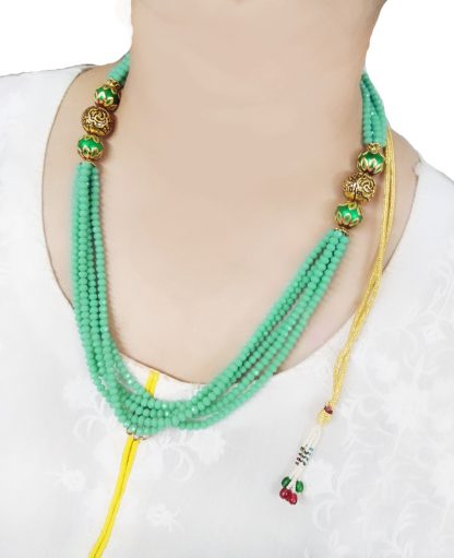 NK73 Daphne Forever Classy See Green Onyx Designer Beads Handcrafted Necklace Chain for Women