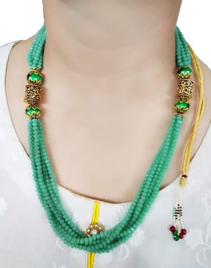 NK75 Daphne Forever Classy See Green Onyx Designer Beads Handcrafted Necklace Chain for Women