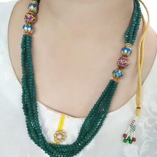 NK76 Daphne Forever Classy Dark Green Onyx Designer Beads Handcrafted Necklace Chain for Women